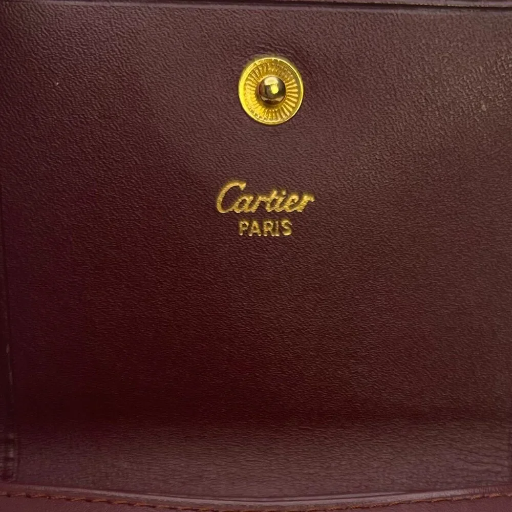 Cartier Vintage Burgundy Leather Coin Pouch Wallet - Preowned